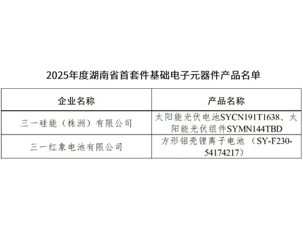 Several New Energy Products from Sany Selected for Provincial First-set List